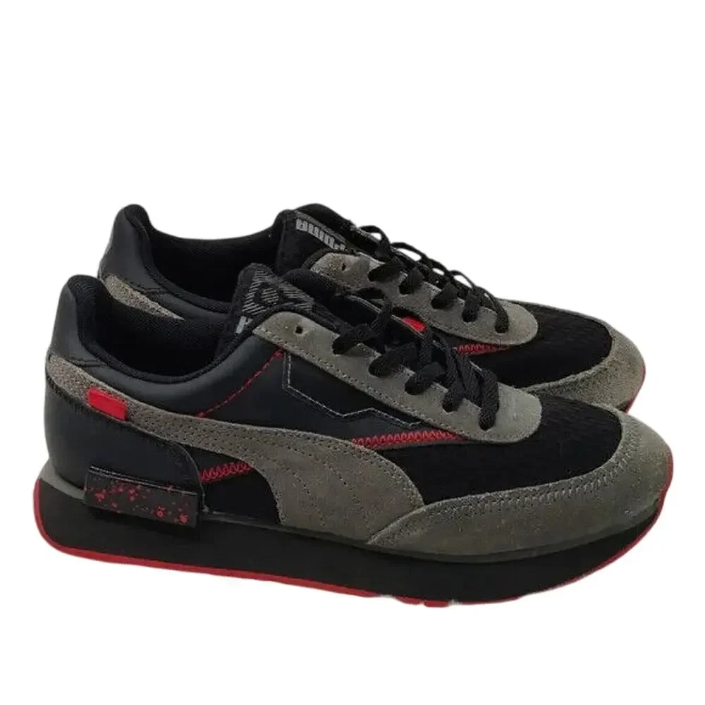 Puma ladies Black Gray Lace Up Sneaker  Sz 6.5 C READ